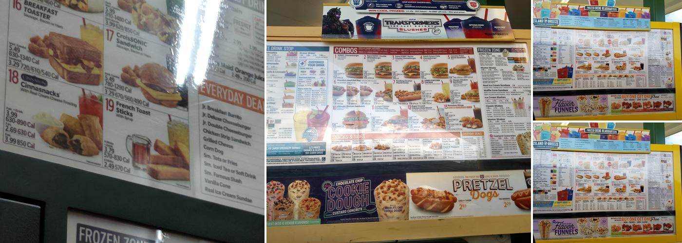Sonic Drive-In Menu
