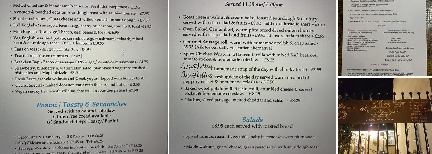 Lotties Coffee & Wine Bar Menu