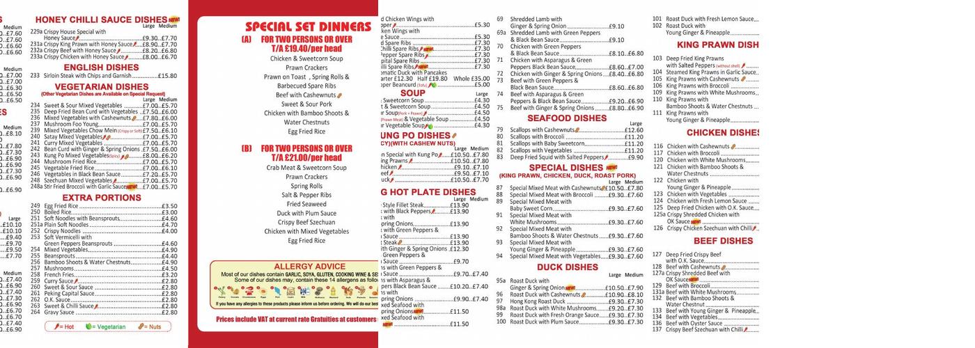 Fortune Inn Menu