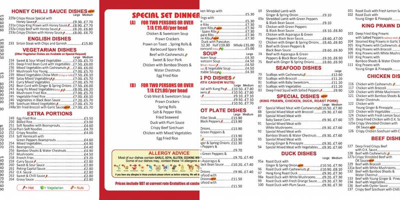 Fortune Inn Menu