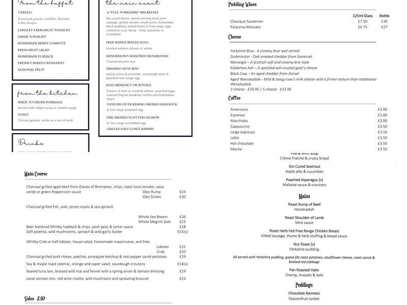 The White Swan Inn Menu