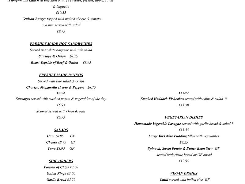 The Feversham Arms Menu