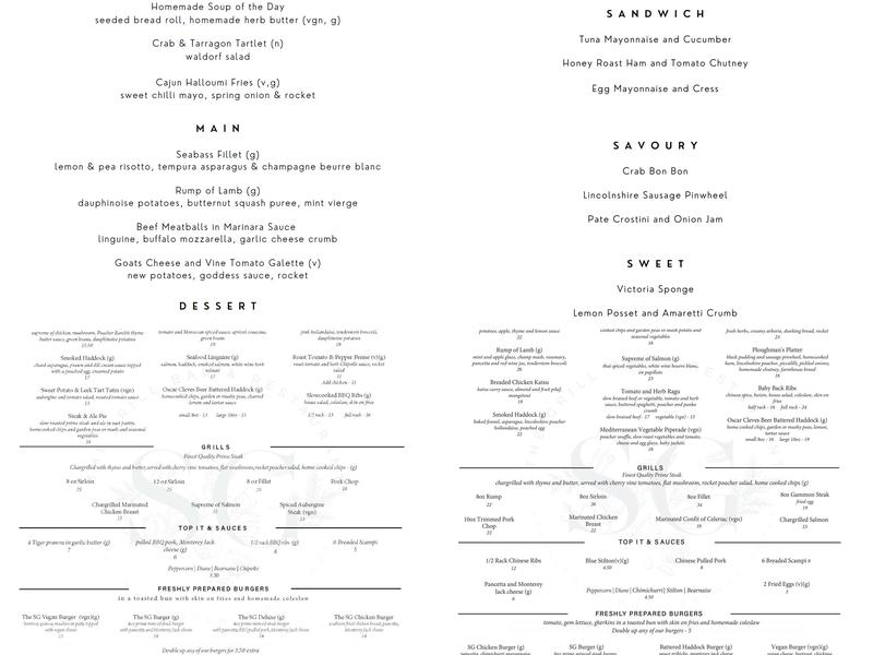 The Stallingborough Grange Hotel Menu