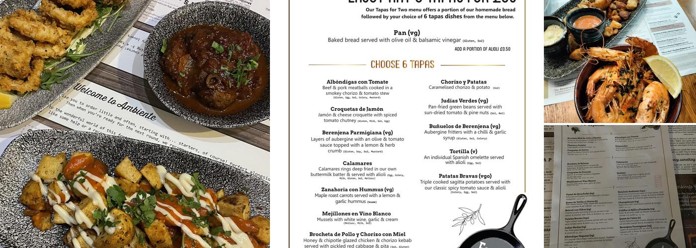Ambiente Tapas Hull Menu