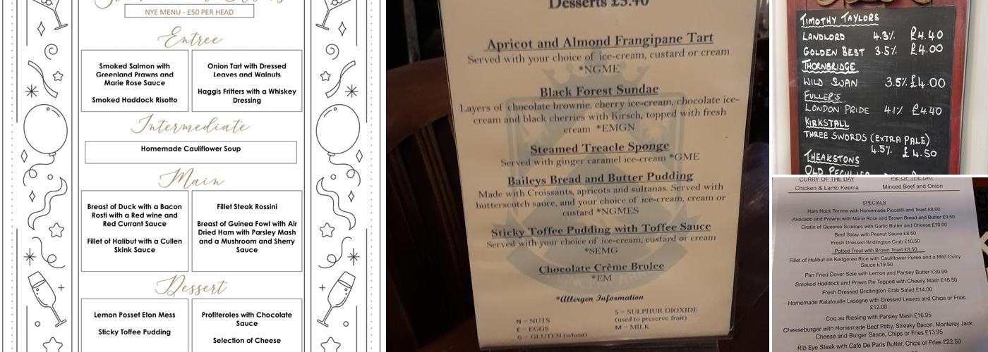 St Vincent Arms Menu