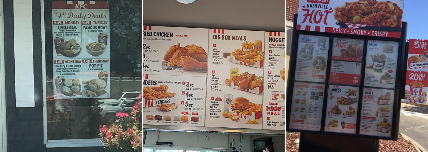 KFC Menu