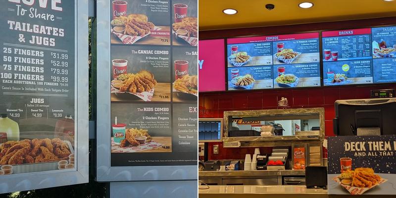 Raising Cane's Chicken Fingers Menu