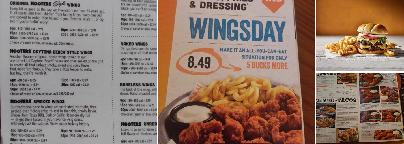 Hooters Menu