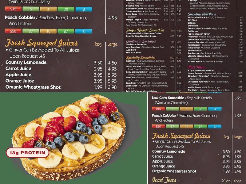 Smoothie King Menu