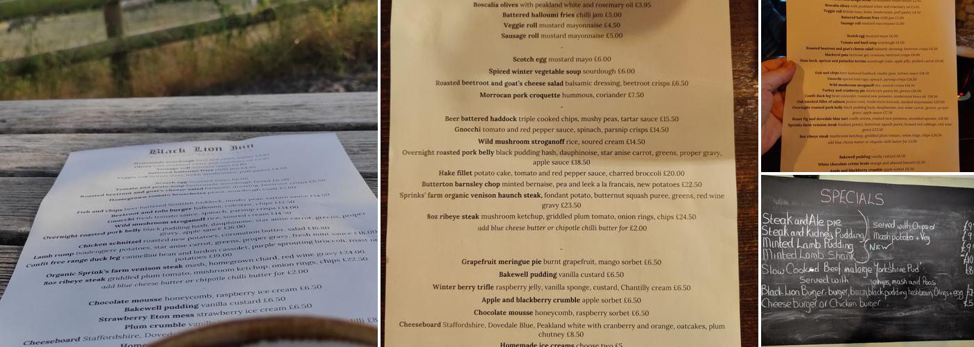Black Lion Inn Menu