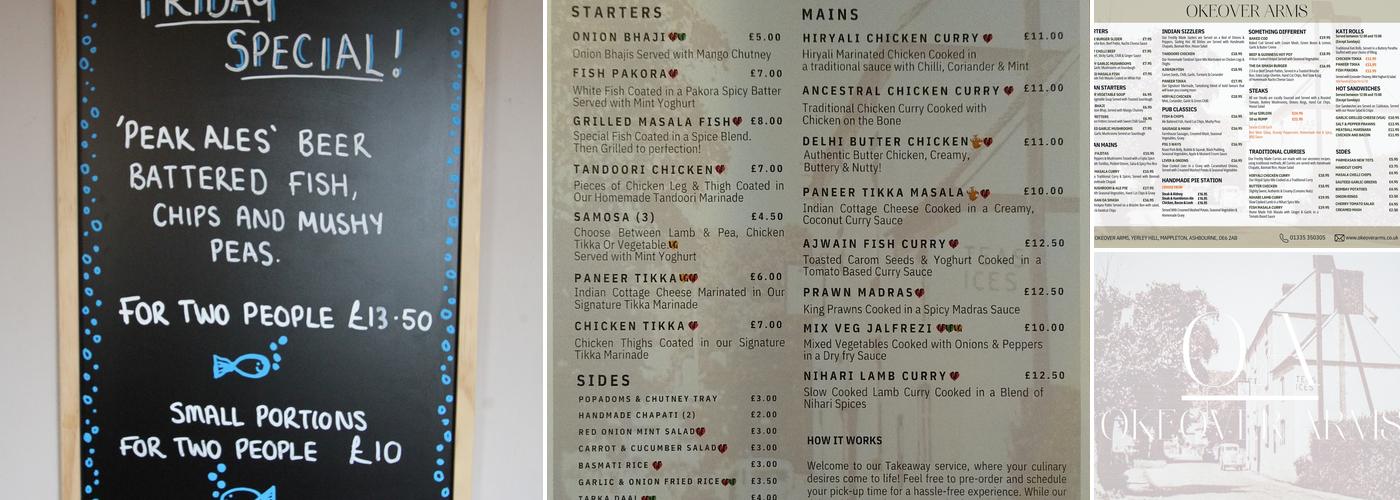 The Okeover Arms Menu