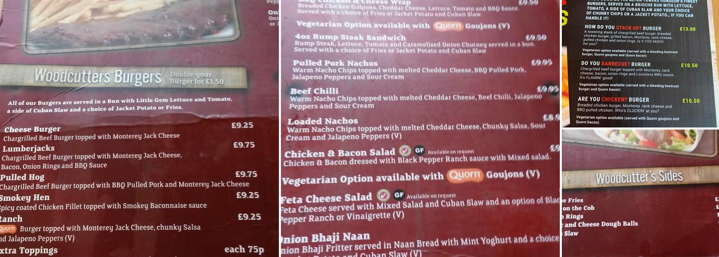 Woodcutter's Bar & Grill Menu