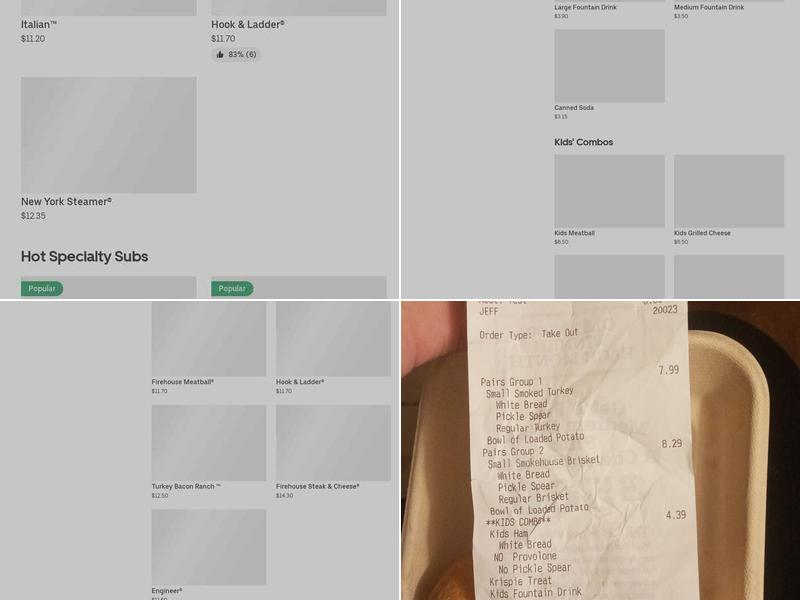 Firehouse Subs Zero Street Menu