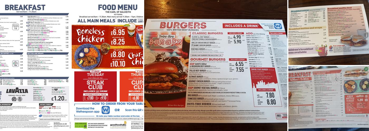 The Earl of Dalkeith - JD Wetherspoon Menu