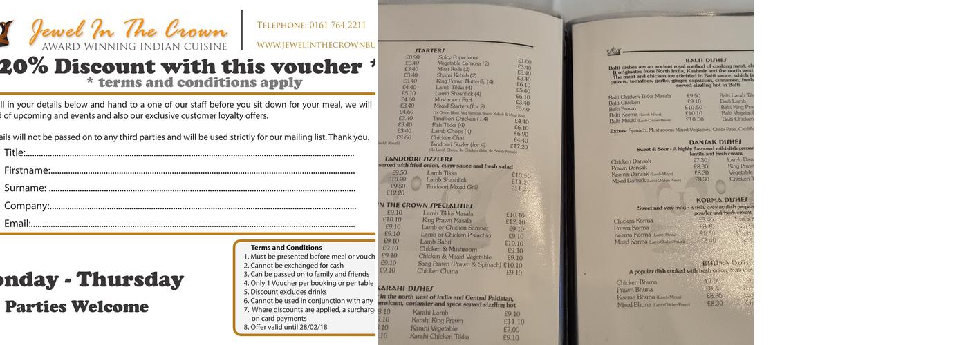 Jewel In The Crown Menu