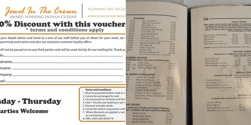 Jewel In The Crown Menu