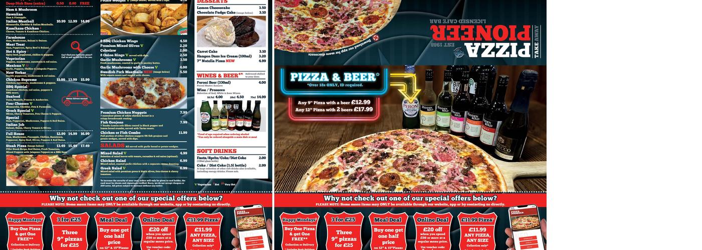 Pizza Pioneer Menu