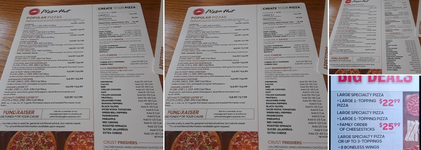 Pizza Hut Menu