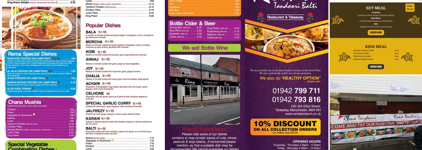 Rema Tandoori Balti Menu