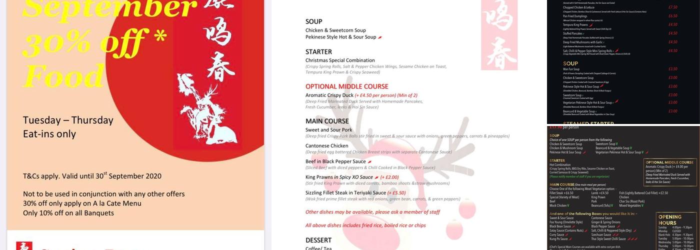 Spring Deer Chinese Menu