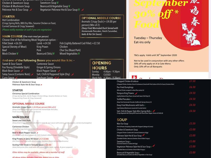 Spring Deer Chinese Menu