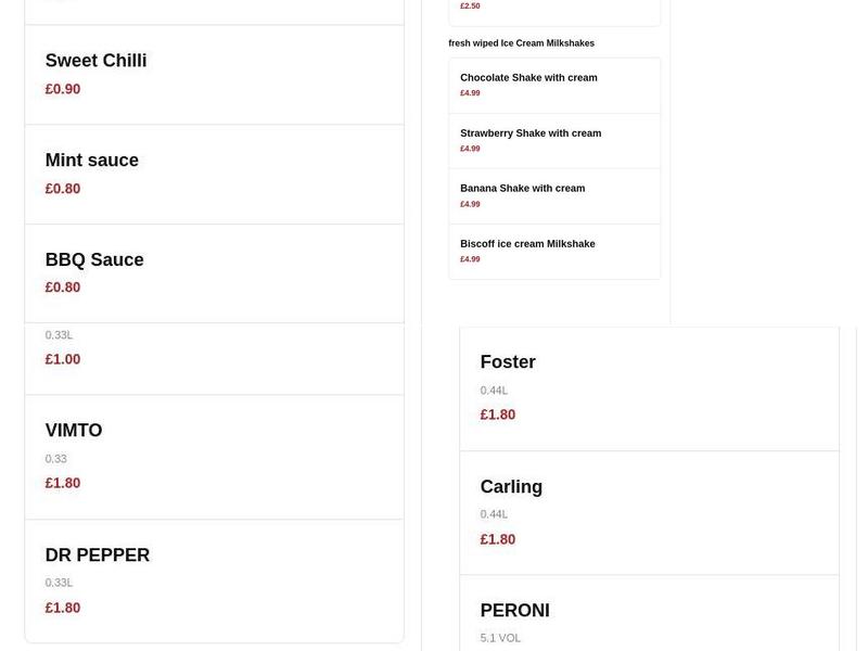 Italiano - Westhoughton Menu