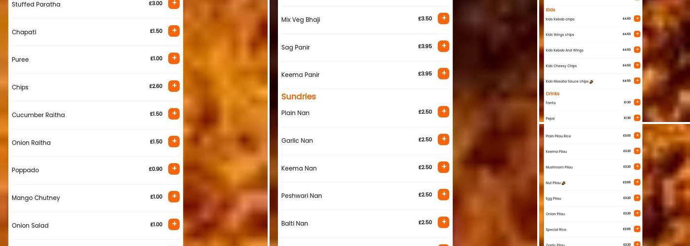 Spice Delight Indian Takeaway Menu