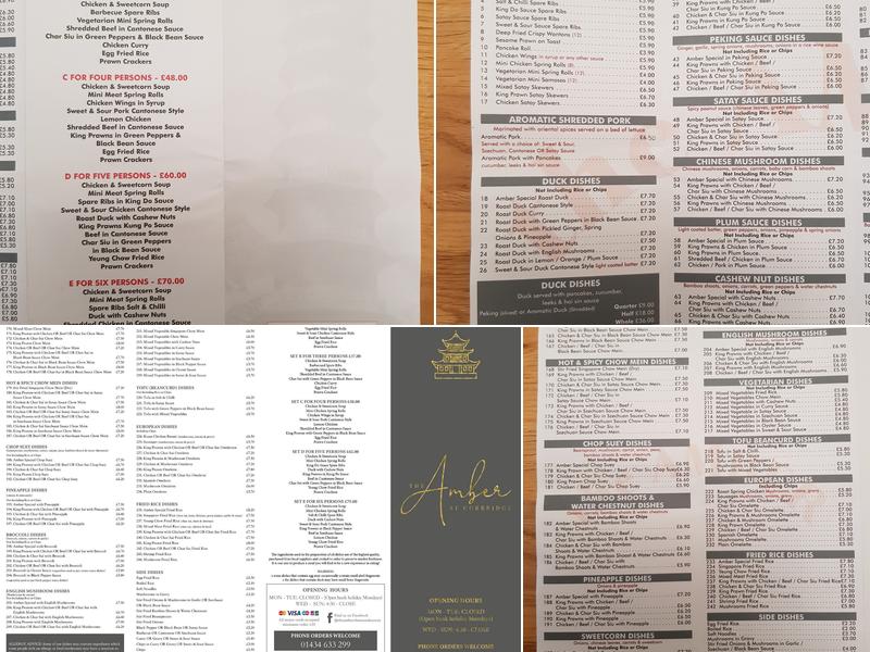 The Amber Chinese Takeaway Menu