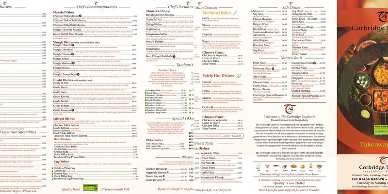 Corbridge Tandoori Menu