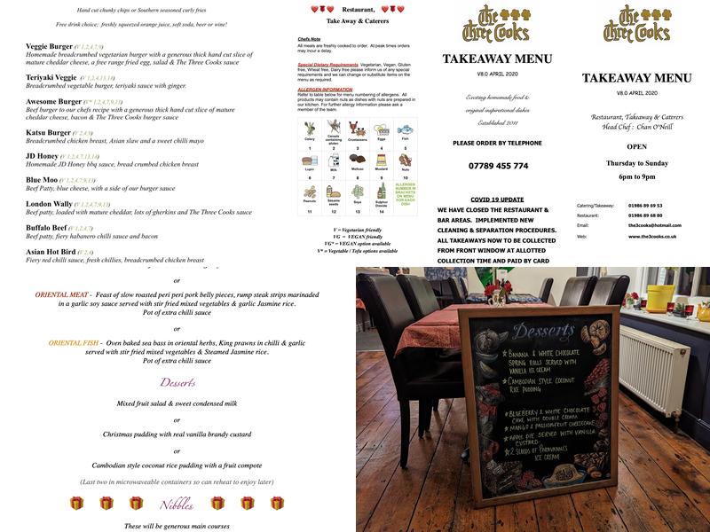 The Three Cooks Menu