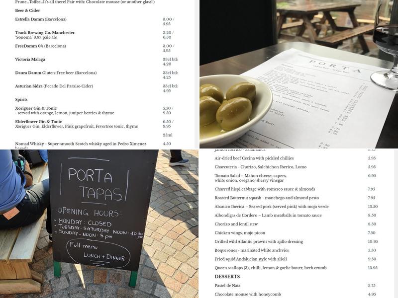 Porta Tapas Bar Menu