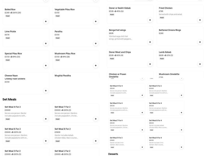 The Masala Bangladeshi, Altrincham Menu