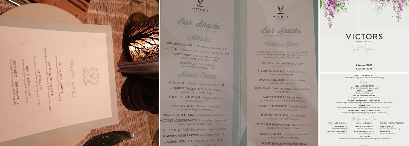 Victors Hale Menu