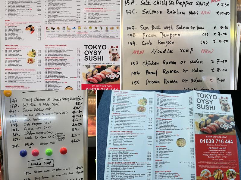 Tokyo Oysy Sushi Menu