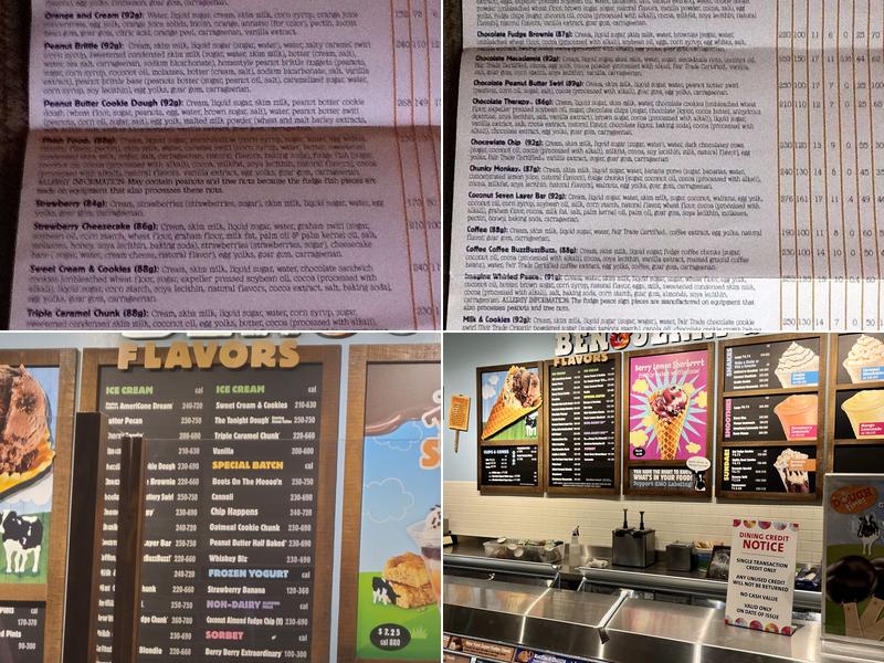 Ben & Jerry’s Menu