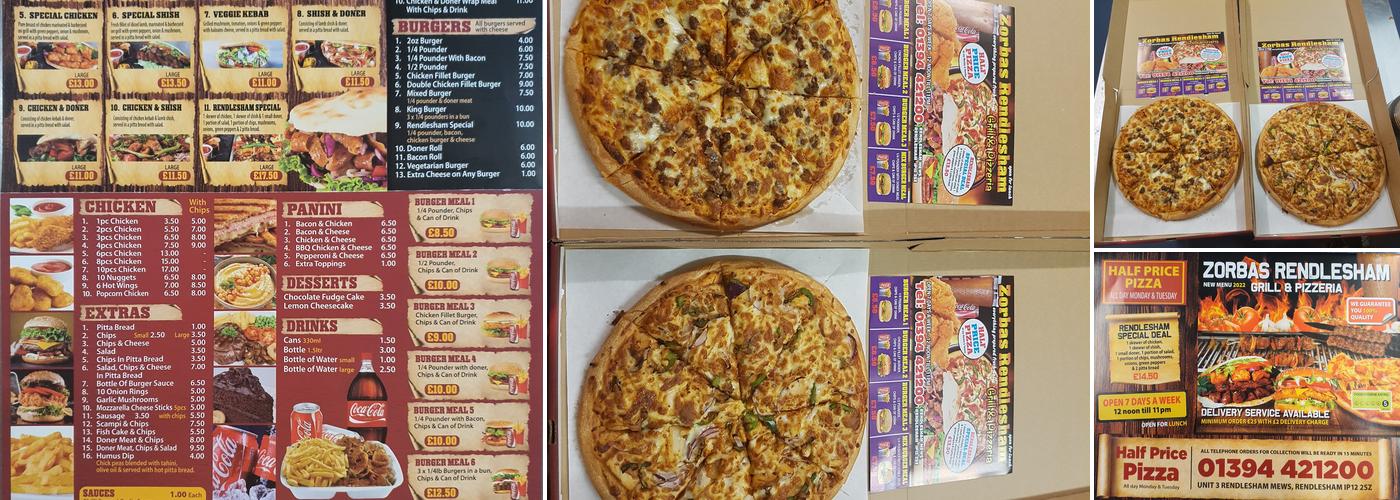 Zorbas kebab and pizza rendlesham Menu