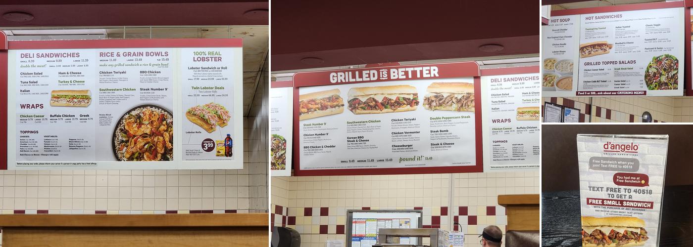 D'Angelo Grilled Sandwiches Menu