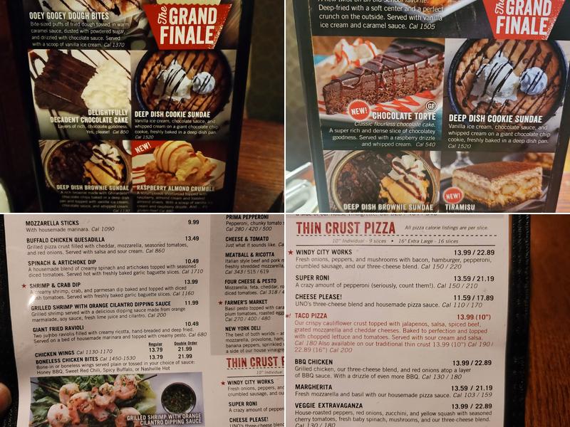 UNO Pizzeria & Grill Menu