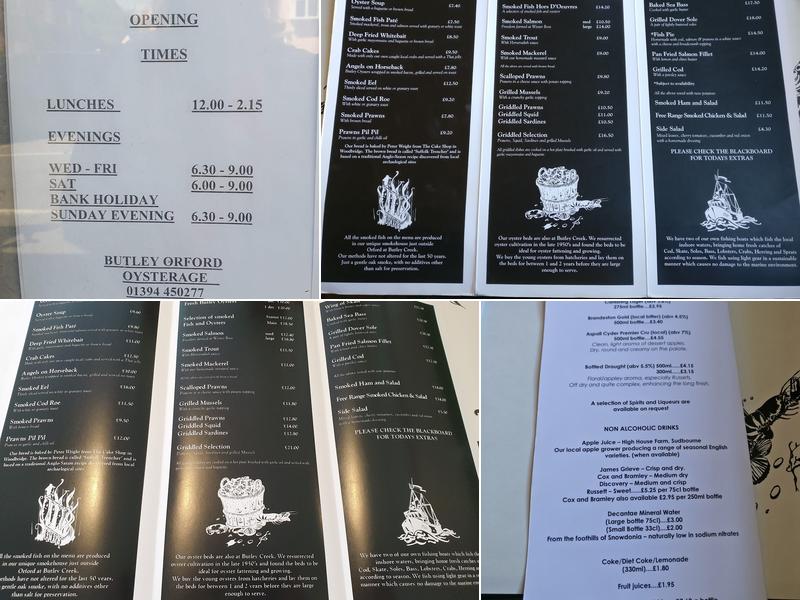 Butley Orford Oysterage Menu