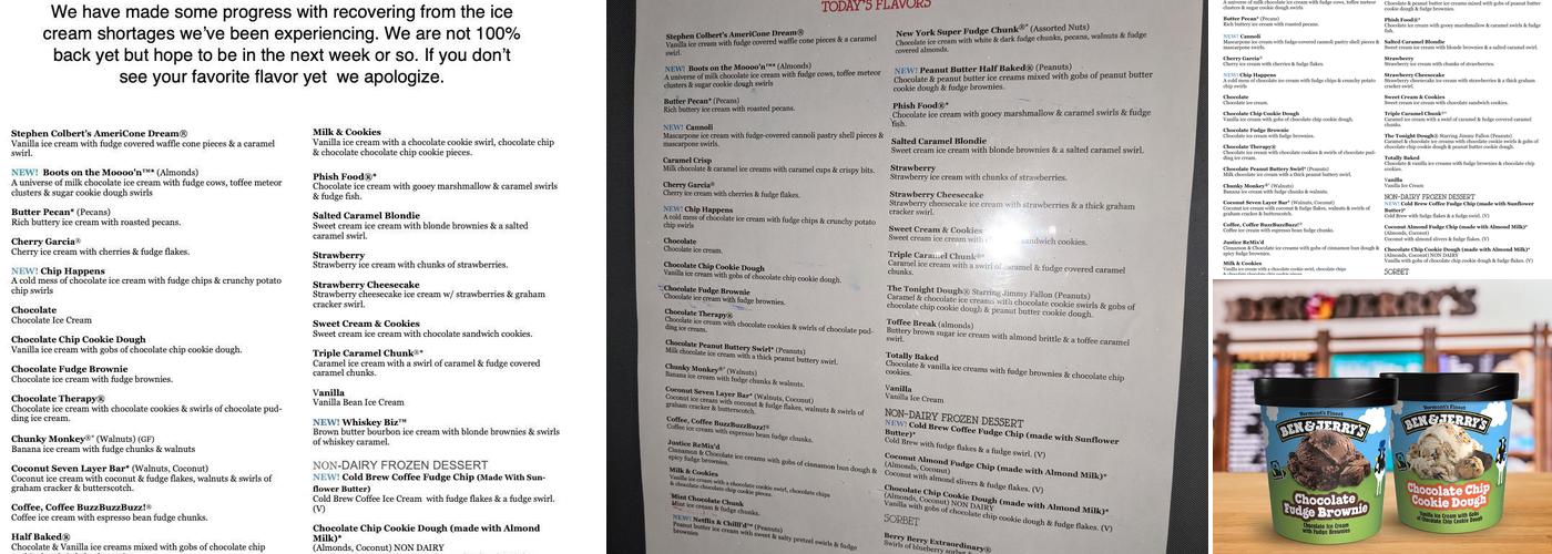 Ben & Jerry’s Menu