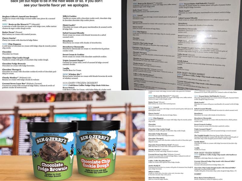 Ben & Jerry’s Menu