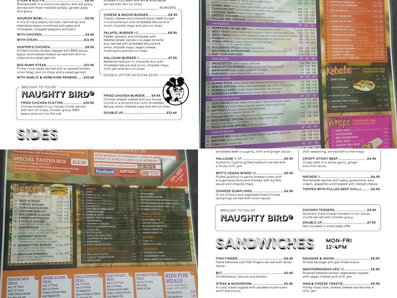 The Smiths Arms Menu