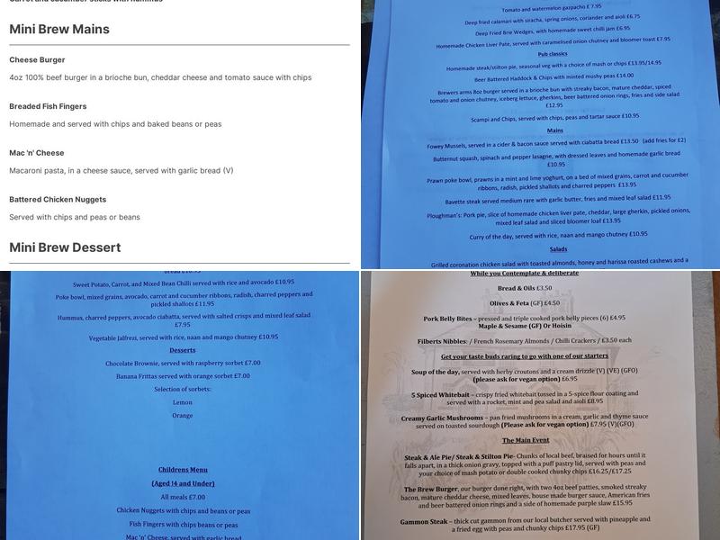 The Brewers Arms Menu