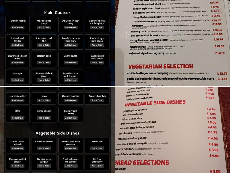 Rajpoot Restaurant Menu