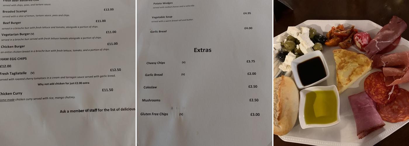 The Chalk & Cheese Menu