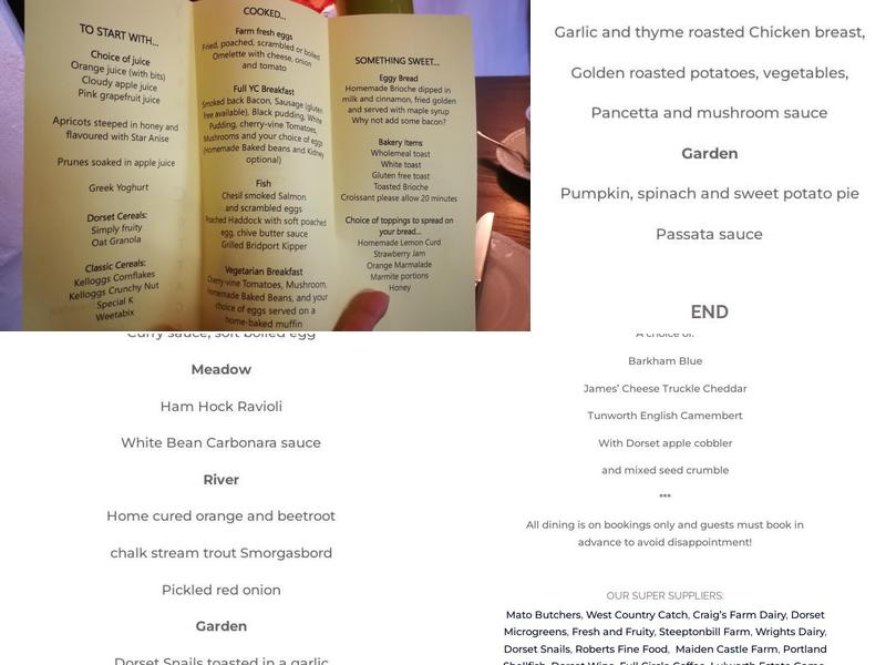 Yalbury Cottage Menu