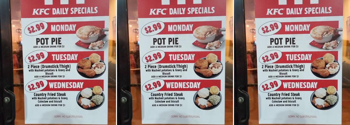 KFC Menu