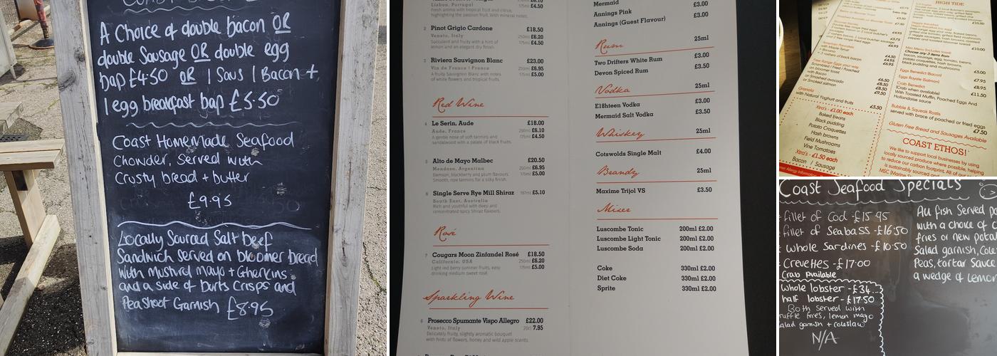 Coast Cafe Bar Menu