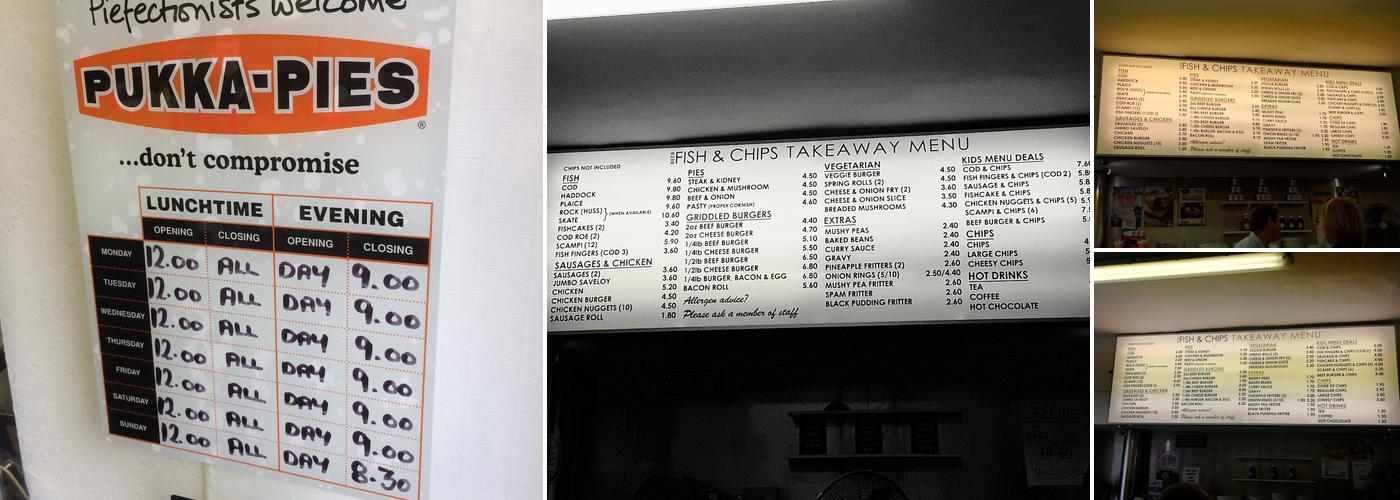 The Beer Fish & Chip Shop Menu