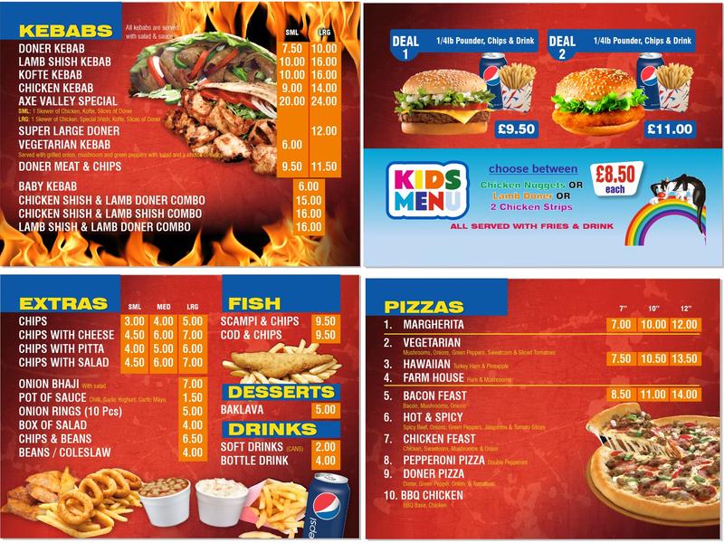 Axe Valley Kebab House Menu